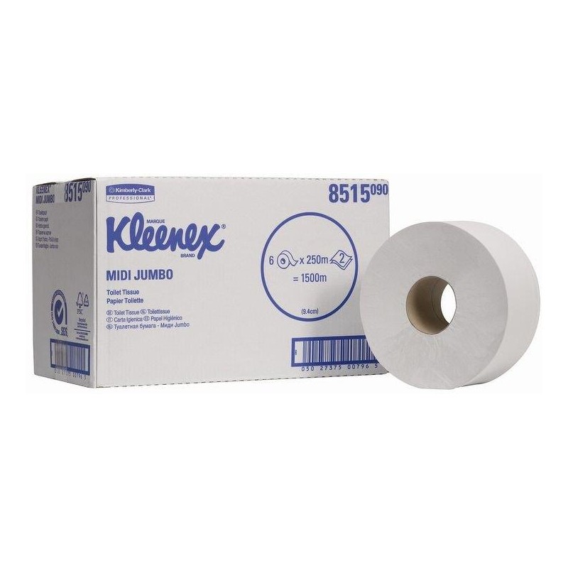 Kleenex papier toaletowy Jumbo 2 warstwowy biały 250 m karton 6 rolek