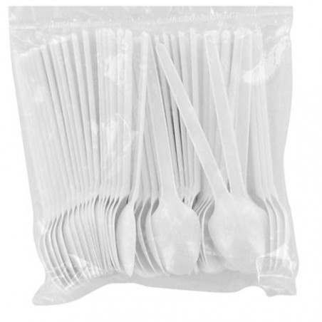 Łyżeczki plastikowe małe białe 100 sztuk