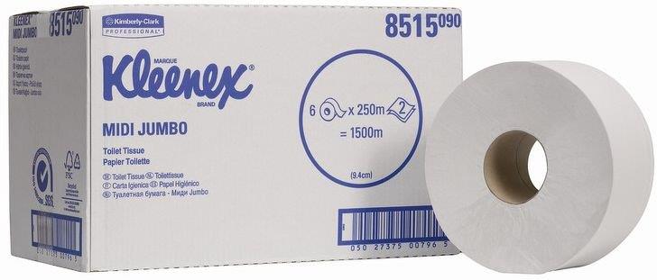 8515 Kleenex papier  Jumbo 2 war. biały 250 m karton 6 rolek Kimberly Clark