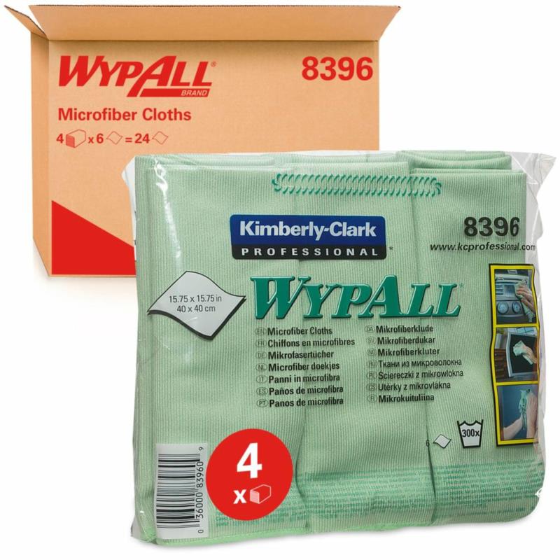 Ścierki WypAll® Microfibre Cloths Green  40 x 40 cm karton 4 x 6 sztuk zielone