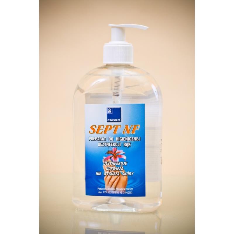 Sept-NF 500 ml z pompką do dezynfekcji higienicznej rąk Sept-NF 500 ml z pompką do dezynfekcji higienicznej rąk