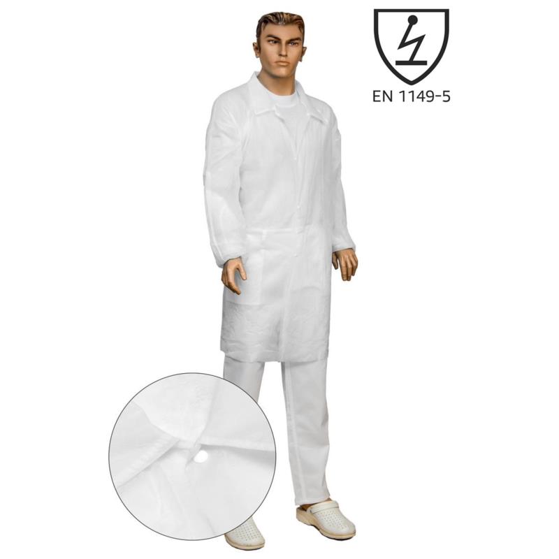 Fartuch na napy PP biały XXL ESD gramatura 30g/m2 Fartuch na napy PP biały XXL ESD gramatura 30g/m2