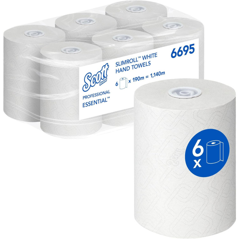 6695 Scott Slimrolll ręcznik biały, 6 rolek - 190 m Kimberly Clark