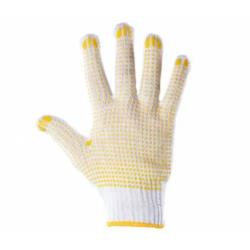 RĘKAWICE DZIANE  NAKRAPIANE PCV r.10 JEDN. ŻÓŁ. KARTON  25x12par