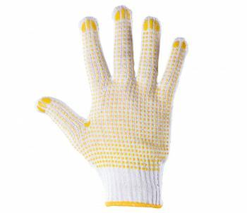 RĘKAWICE DZIANE  NAKRAPIANE PCV r.10 JEDN. ŻÓŁ. KARTON  25x12par