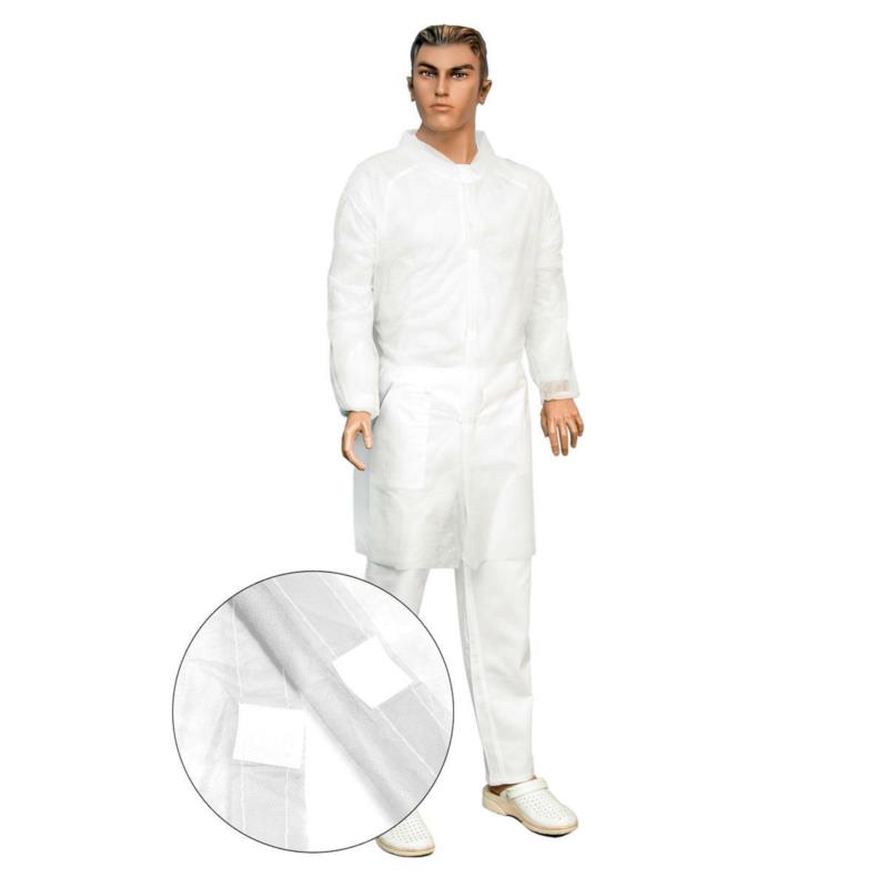 Fartuch na rzepy PP biały L NN KARTON 50 sztuk pakowanych pojedynczo 30g/m2